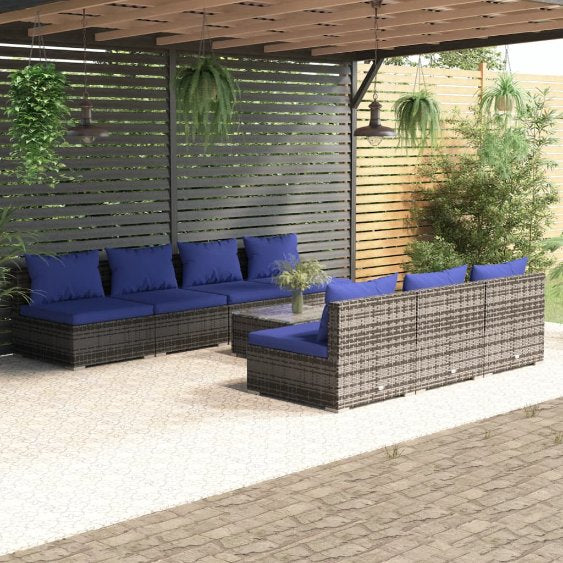 vidaXL 5-tlg. Garten-Lounge-Set mit Kissen Poly Rattan Braun