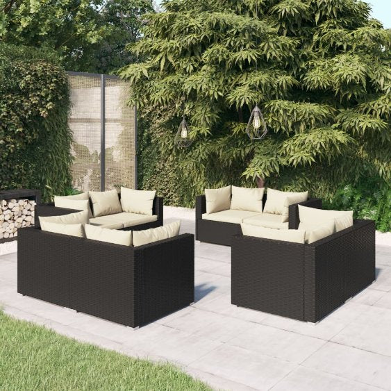 vidaXL 5-tlg. Garten-Lounge-Set mit Kissen Poly Rattan Braun
