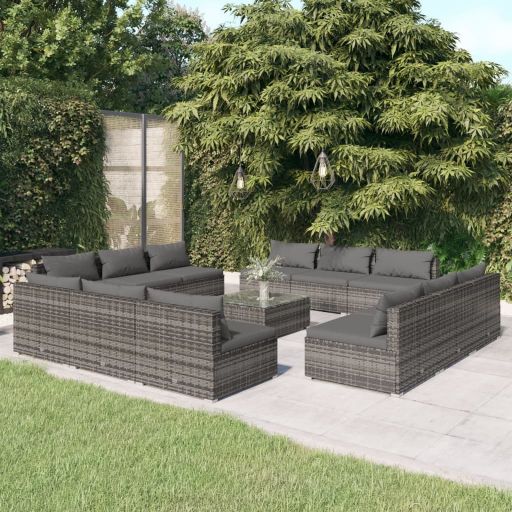 vidaXL 5-tlg. Garten-Lounge-Set mit Kissen Poly Rattan Braun