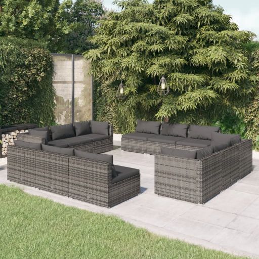 vidaXL 5-tlg. Garten-Lounge-Set mit Kissen Poly Rattan Braun