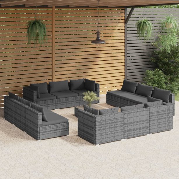 vidaXL 5-tlg. Garten-Lounge-Set mit Kissen Poly Rattan Braun