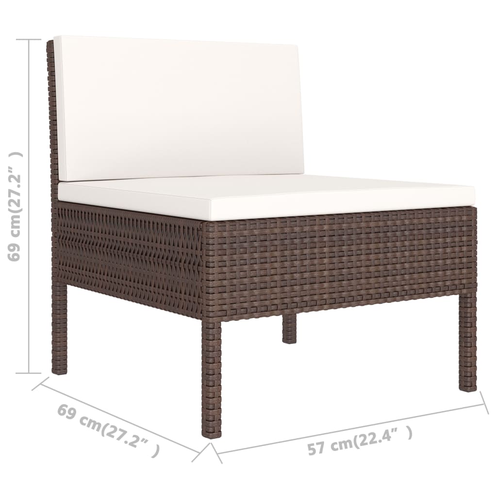 vidaXL 2-tlg. Garten-Lounge-Set mit Auflagen Poly Rattan Braun