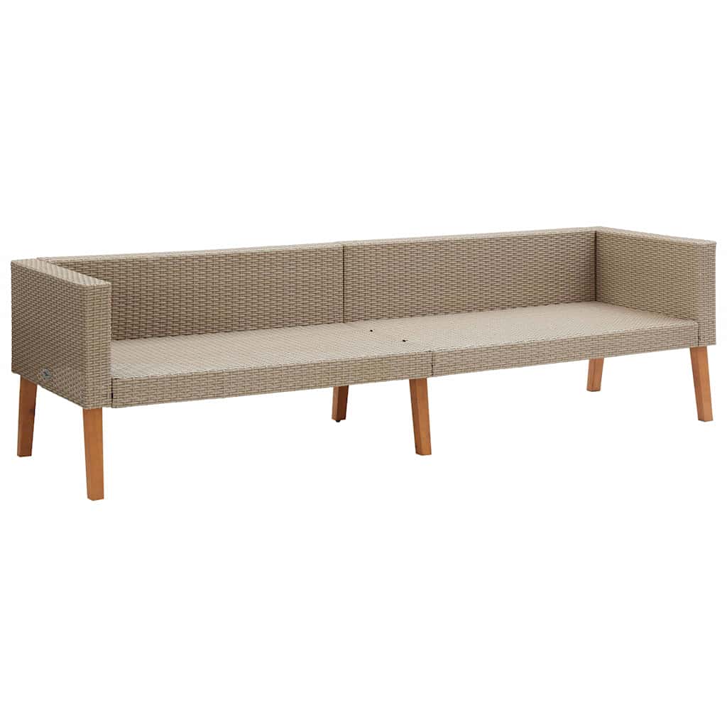 vidaXL 3-Sitzer-Gartensofa mit Auflagen Poly Rattan Beige