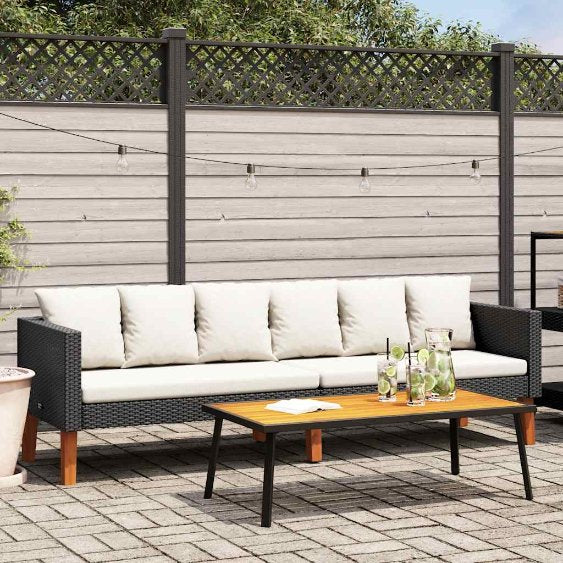 vidaXL 3-Sitzer-Gartensofa mit Auflagen Poly Rattan Beige