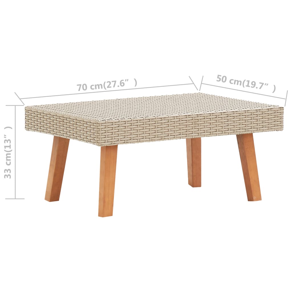 vidaXL 3-tlg. Garten-Lounge-Set mit Auflagen Poly Rattan Beige