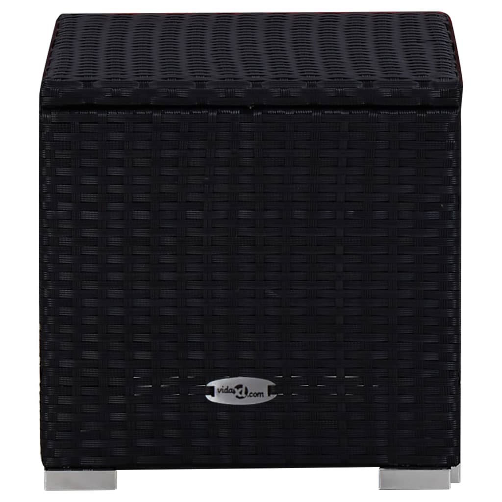 vidaXL Sonnenliege mit Auflage und Teetisch Poly Rattan Rot