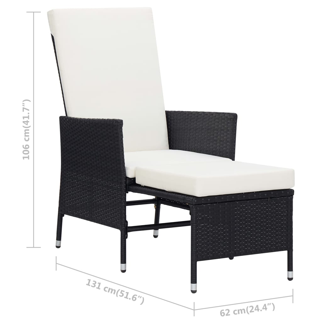 vidaXL 2-tlg. Garten-Lounge-Set mit Kissen Poly Rattan Schwarz