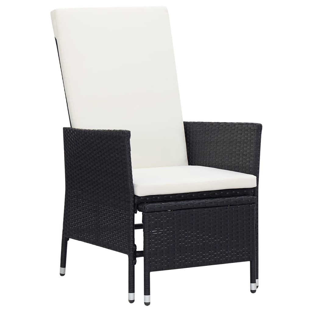 vidaXL 2-tlg. Garten-Lounge-Set mit Kissen Poly Rattan Schwarz