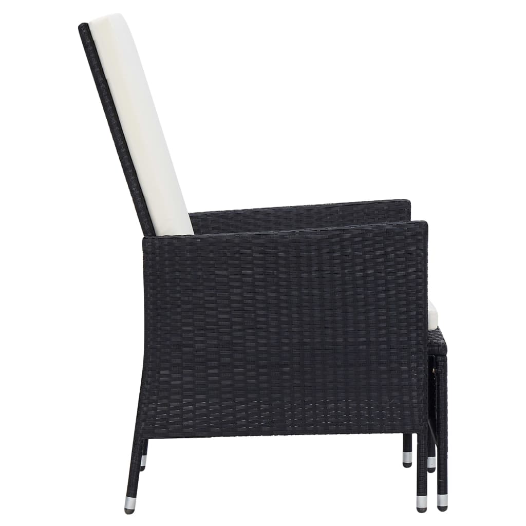 vidaXL 2-tlg. Garten-Lounge-Set mit Kissen Poly Rattan Schwarz