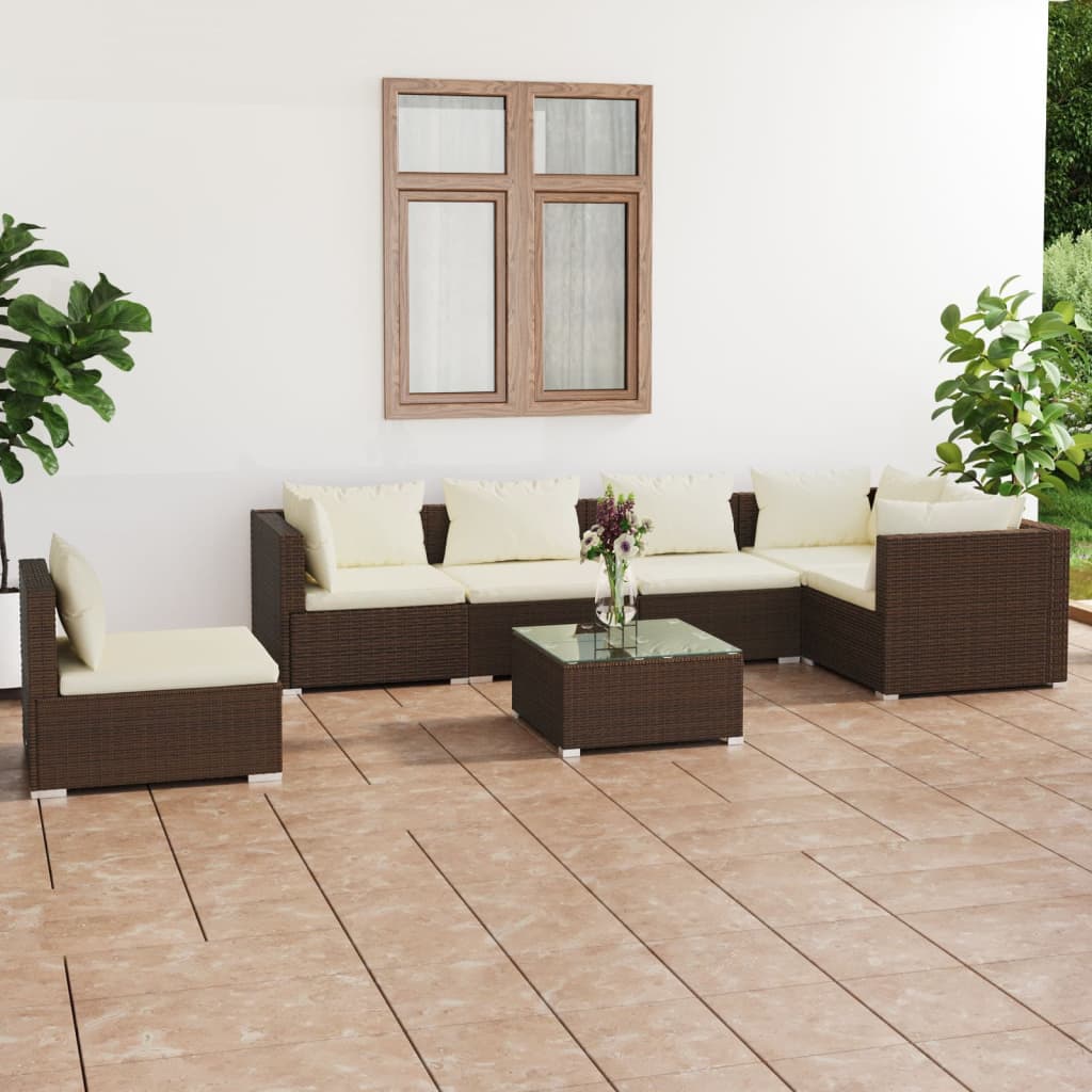 vidaXL 5-tlg. Garten-Lounge-Set mit Kissen Poly Rattan Schwarz
