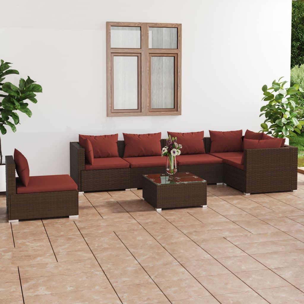 vidaXL 5-tlg. Garten-Lounge-Set mit Kissen Poly Rattan Schwarz