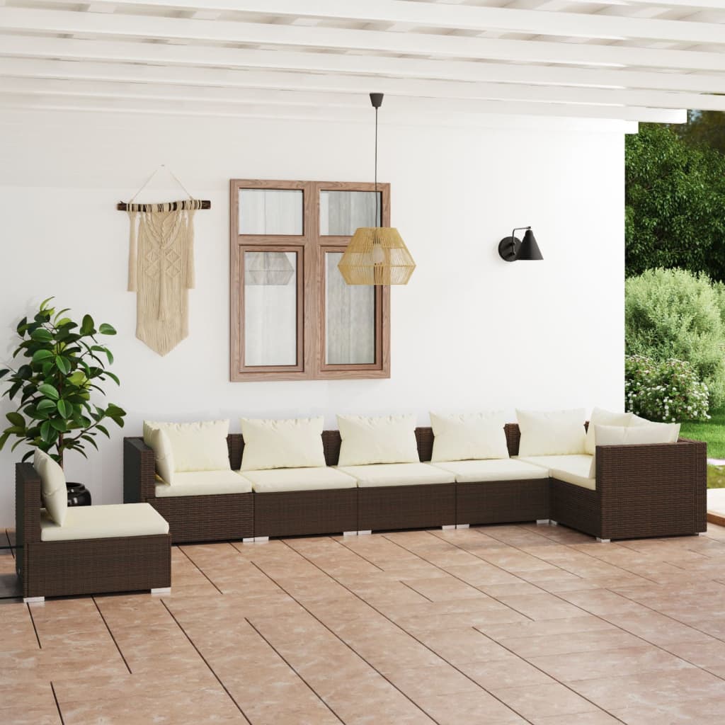 vidaXL 5-tlg. Garten-Lounge-Set mit Kissen Poly Rattan Schwarz