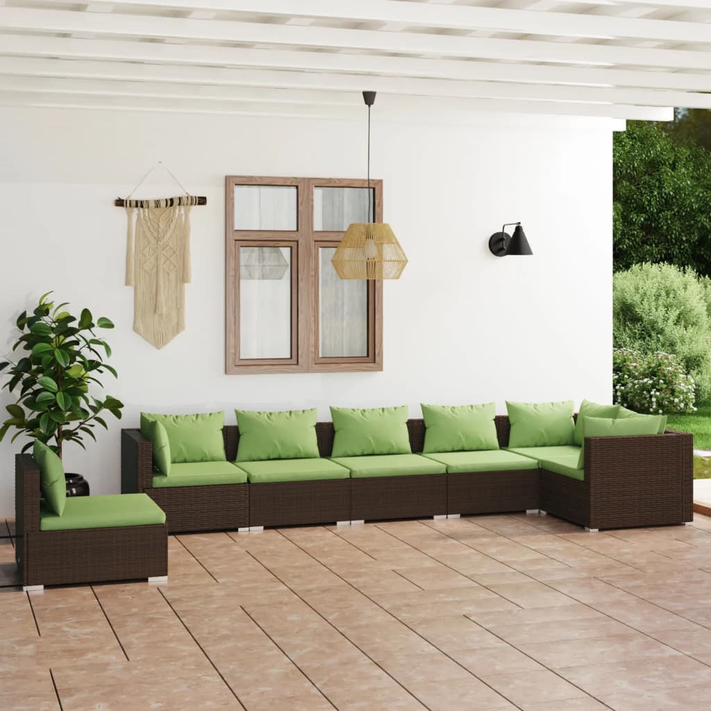 vidaXL 5-tlg. Garten-Lounge-Set mit Kissen Poly Rattan Schwarz