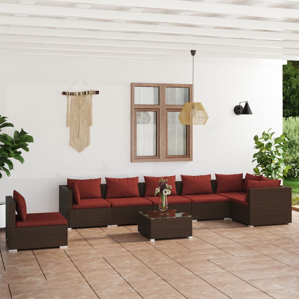 vidaXL 5-tlg. Garten-Lounge-Set mit Kissen Poly Rattan Schwarz