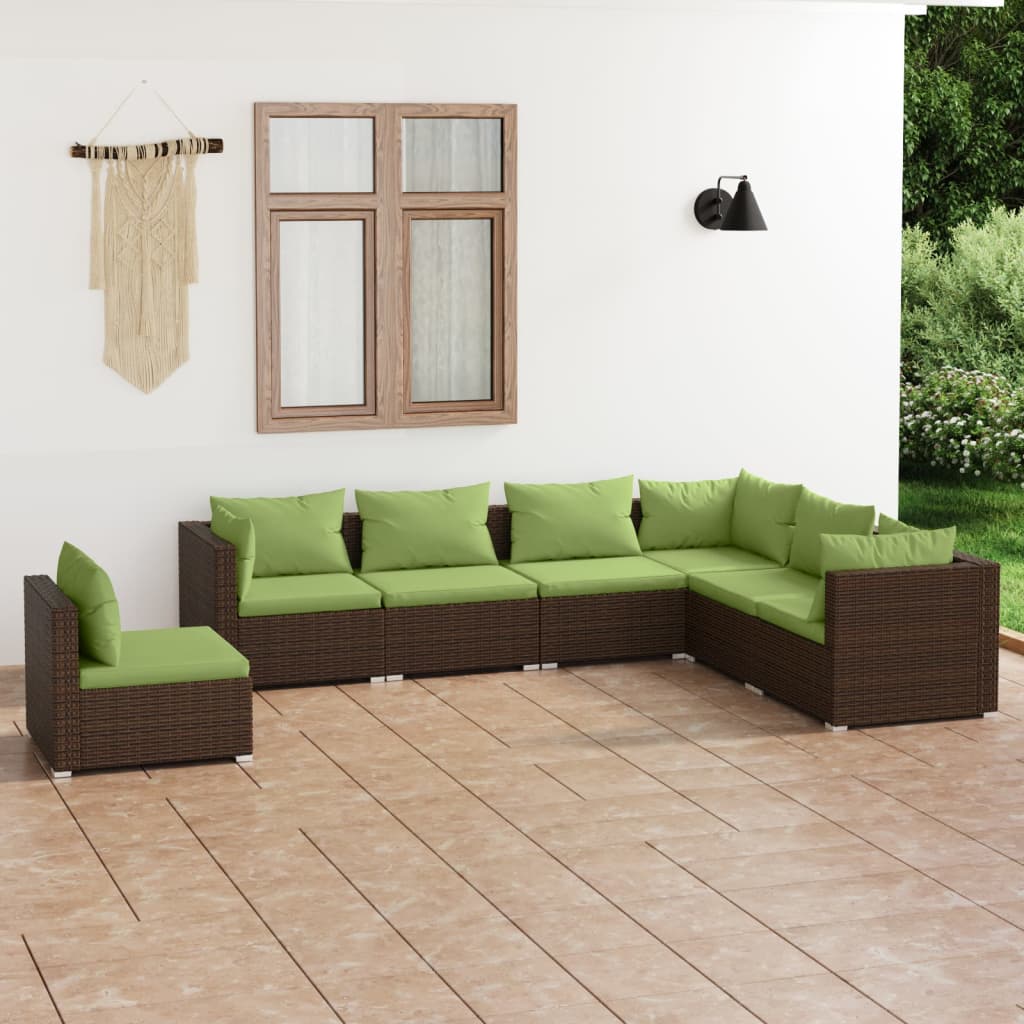 vidaXL 5-tlg. Garten-Lounge-Set mit Kissen Poly Rattan Schwarz