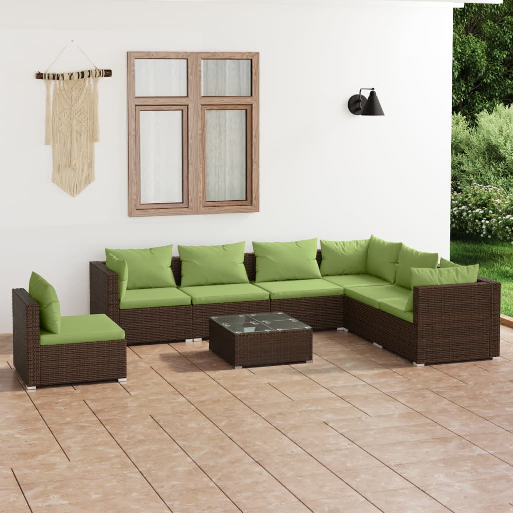 vidaXL 5-tlg. Garten-Lounge-Set mit Kissen Poly Rattan Schwarz