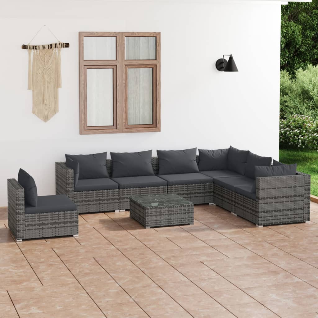 vidaXL 5-tlg. Garten-Lounge-Set mit Kissen Poly Rattan Schwarz