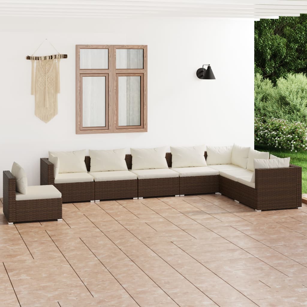 vidaXL 5-tlg. Garten-Lounge-Set mit Kissen Poly Rattan Schwarz