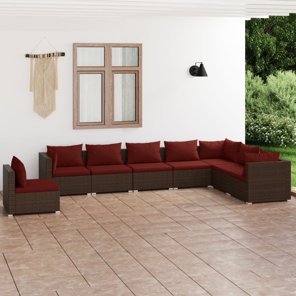 vidaXL 5-tlg. Garten-Lounge-Set mit Kissen Poly Rattan Schwarz