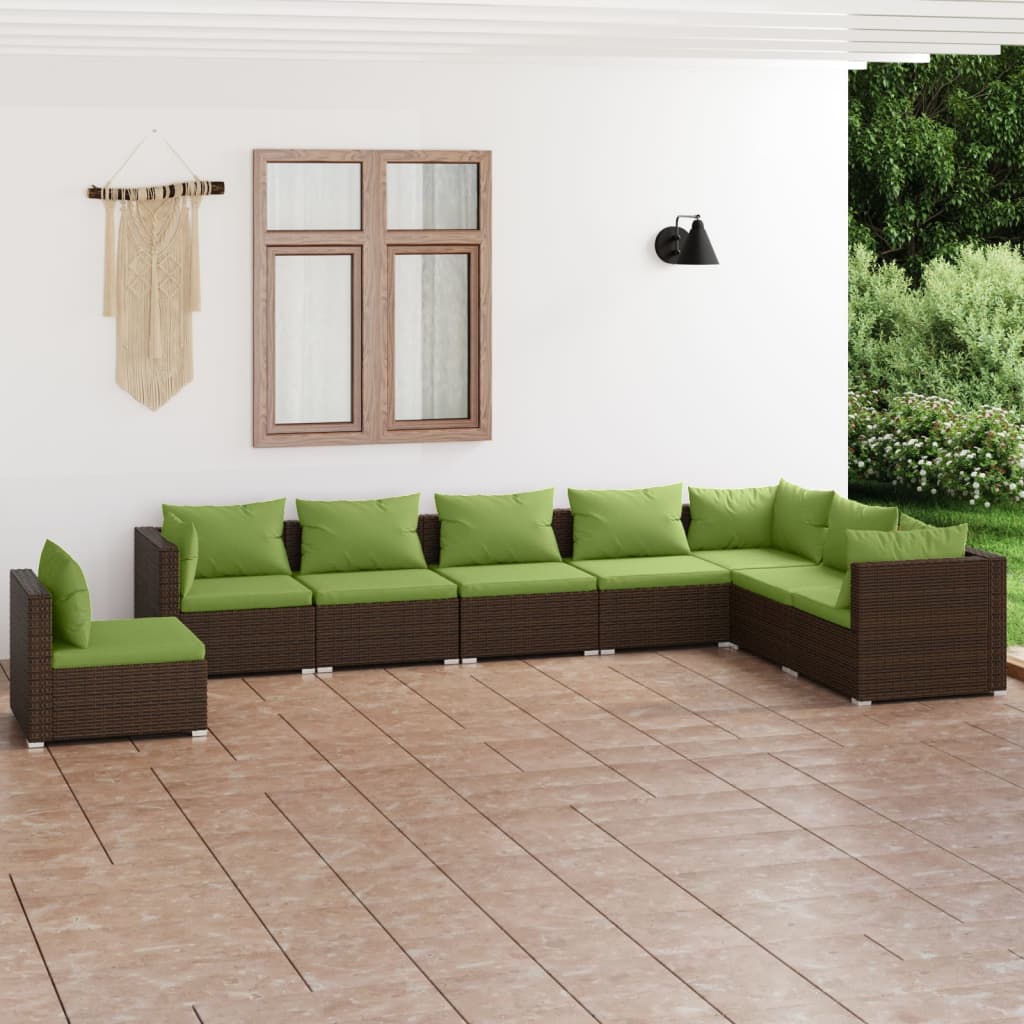 vidaXL 5-tlg. Garten-Lounge-Set mit Kissen Poly Rattan Schwarz