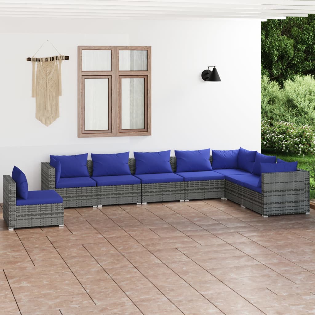 vidaXL 5-tlg. Garten-Lounge-Set mit Kissen Poly Rattan Schwarz