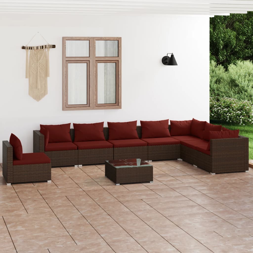 vidaXL 5-tlg. Garten-Lounge-Set mit Kissen Poly Rattan Schwarz