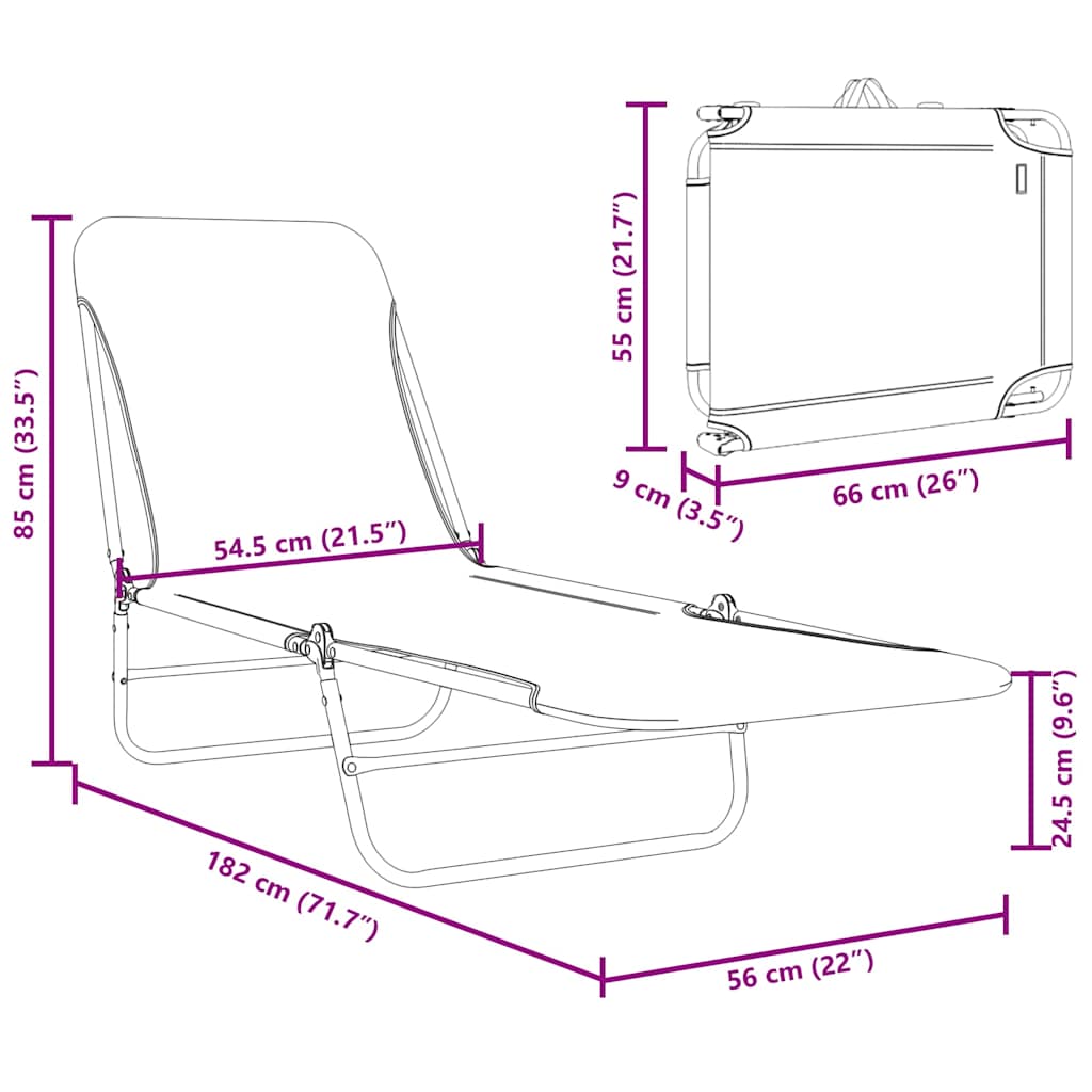 vidaXL Klappbare Sonnenliegen 2 Stk. Stahl und Stoff Grün