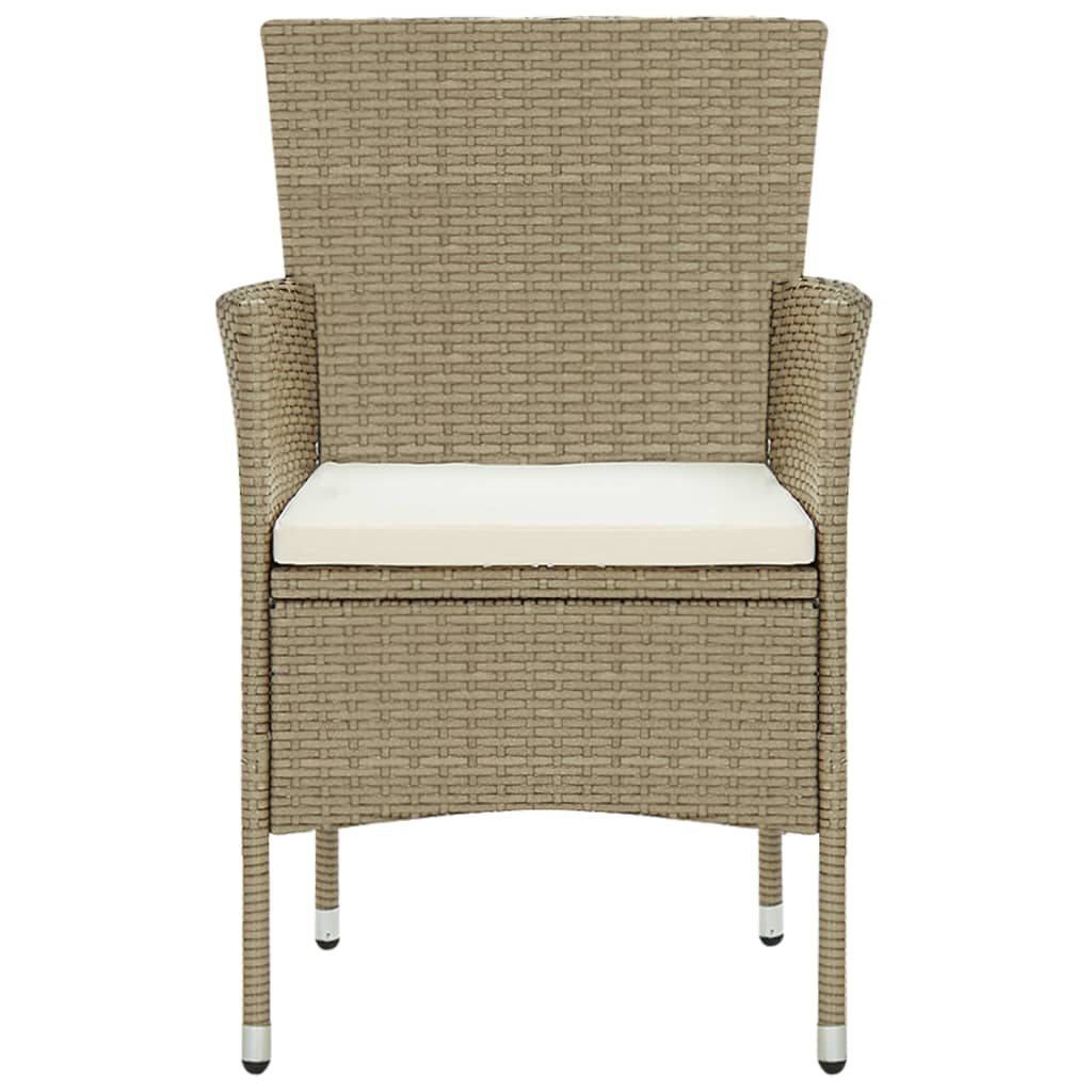 vidaXL Garten-Essstühle 2 Stk. Poly Rattan Beige