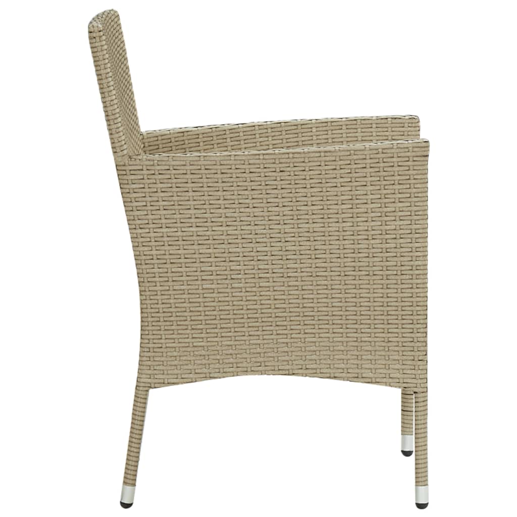 vidaXL Garten-Essstühle 2 Stk. Poly Rattan Beige