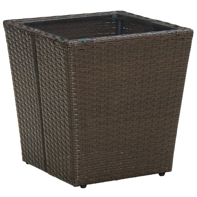vidaXL Beistelltisch Beige 41,5x41,5x44 cm Poly Rattan und Hartglas