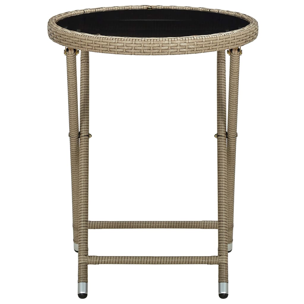 vidaXL Beistelltisch Beige 60 cm Poly Rattan und Hartglas