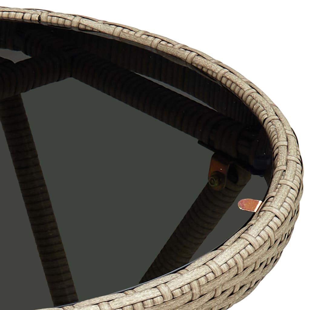vidaXL Beistelltisch Beige 60 cm Poly Rattan und Hartglas