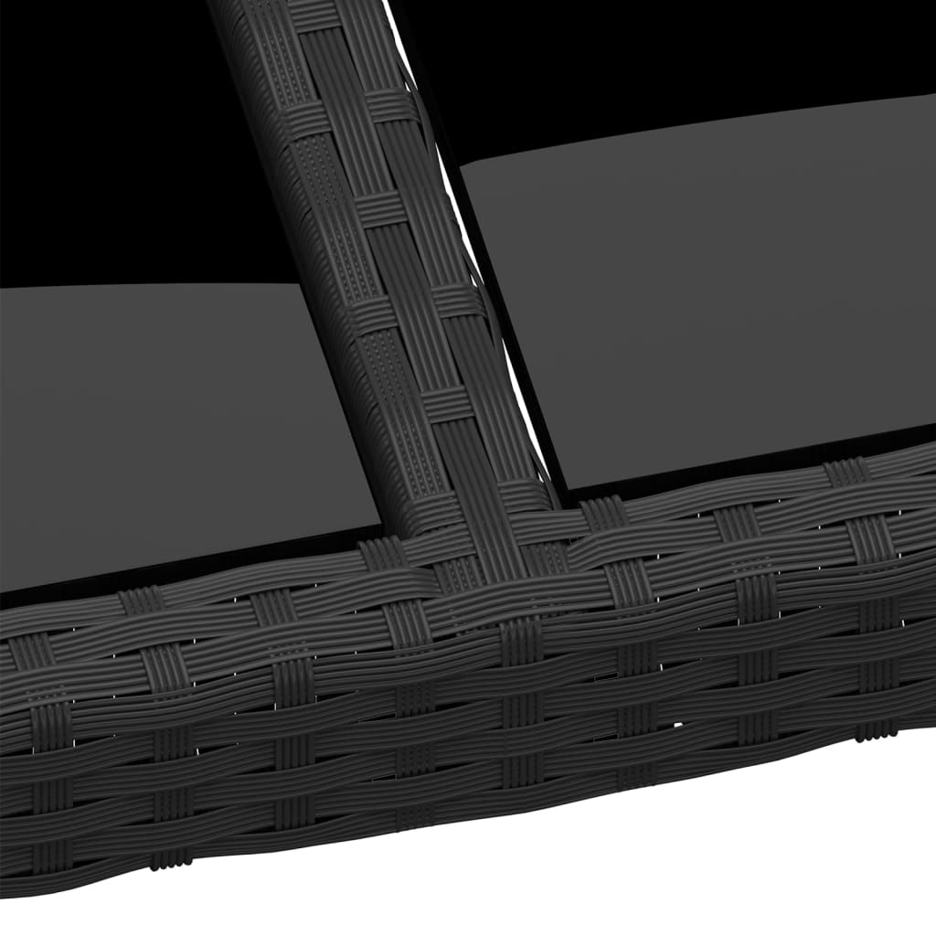 vidaXL Gartentisch 190x90x75 cm Hartglas und Poly Rattan Schwarz