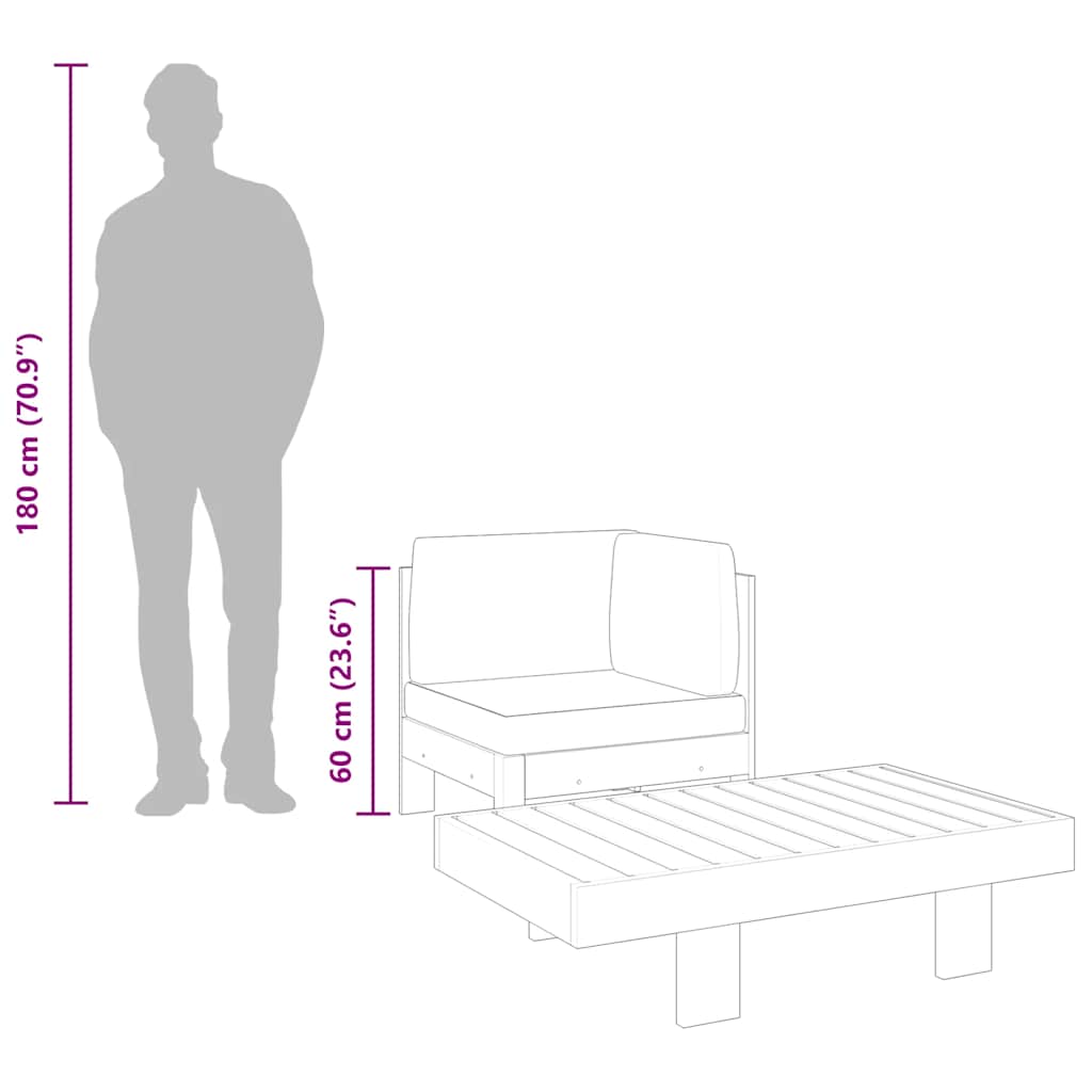 vidaXL 2-tlg. Garten-Lounge-Set mit Cremeweißen Kissen Akazienholz