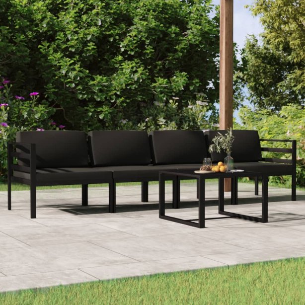 vidaXL 4-tlg. Garten-Lounge-Set mit Kissen Aluminium Anthrazit