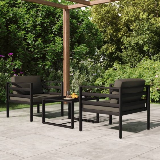 vidaXL 4-tlg. Garten-Lounge-Set mit Kissen Aluminium Anthrazit