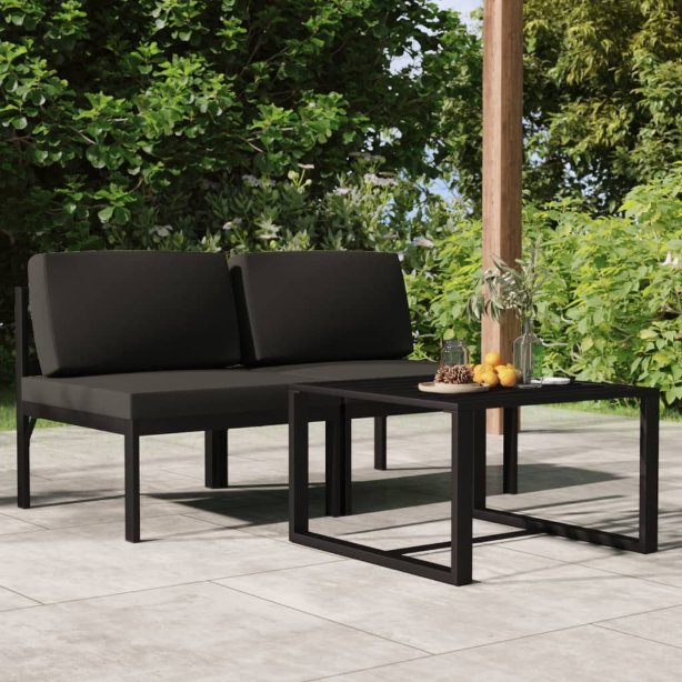 vidaXL 4-tlg. Garten-Lounge-Set mit Kissen Aluminium Anthrazit