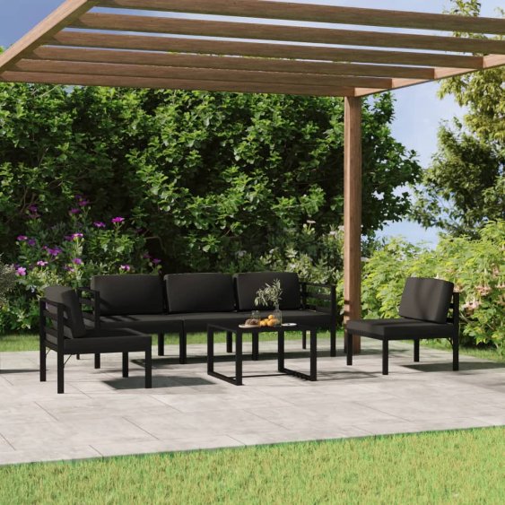 vidaXL 4-tlg. Garten-Lounge-Set mit Kissen Aluminium Anthrazit