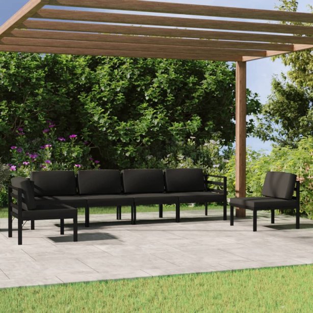 vidaXL 4-tlg. Garten-Lounge-Set mit Kissen Aluminium Anthrazit