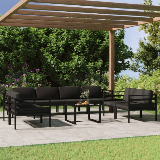 vidaXL 4-tlg. Garten-Lounge-Set mit Kissen Aluminium Anthrazit