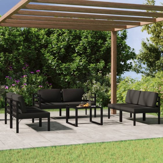 vidaXL 4-tlg. Garten-Lounge-Set mit Kissen Aluminium Anthrazit