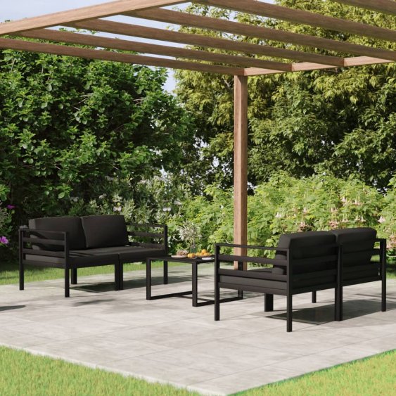 vidaXL 6-tlg. Garten-Lounge-Set mit Kissen Aluminium Anthrazit