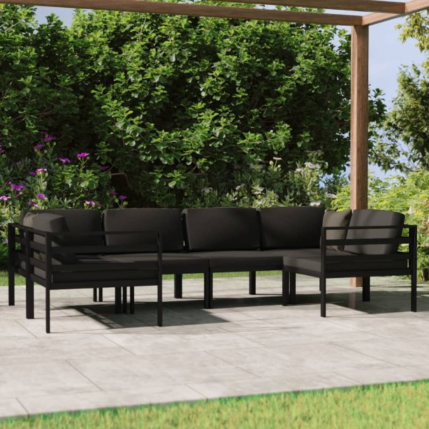 vidaXL 7-tlg. Garten-Lounge-Set mit Kissen Aluminium Anthrazit