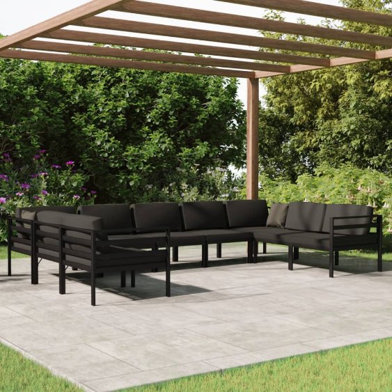 vidaXL 7-tlg. Garten-Lounge-Set mit Kissen Aluminium Anthrazit
