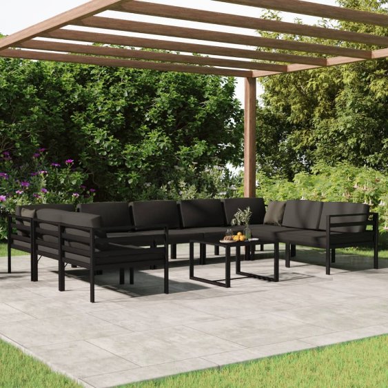 vidaXL 7-tlg. Garten-Lounge-Set mit Kissen Aluminium Anthrazit