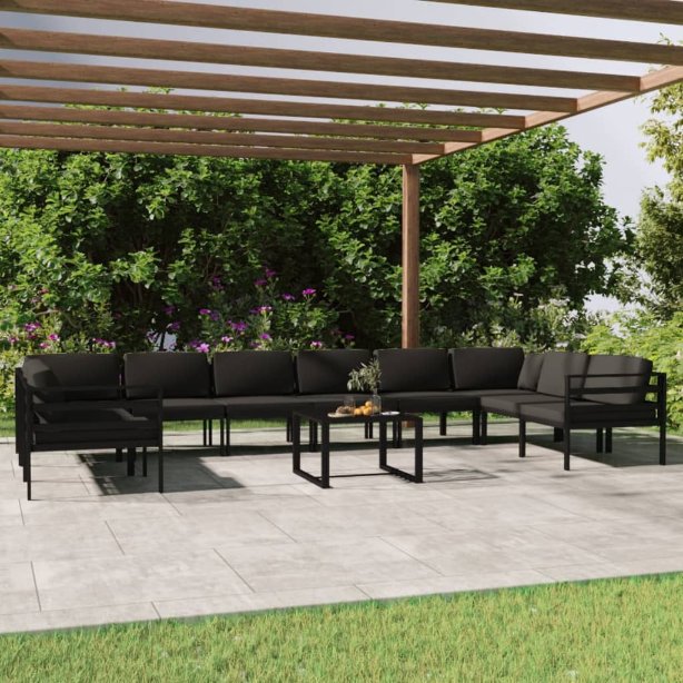 vidaXL 7-tlg. Garten-Lounge-Set mit Kissen Aluminium Anthrazit