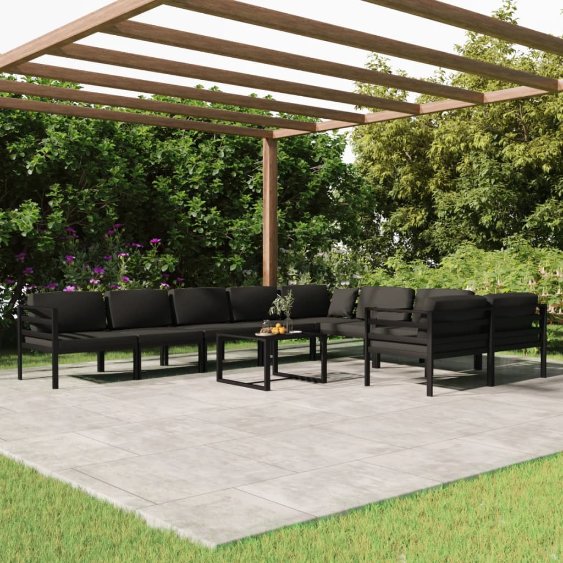 vidaXL 8-tlg. Garten-Lounge-Set mit Kissen Aluminium Anthrazit