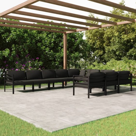 vidaXL 8-tlg. Garten-Lounge-Set mit Kissen Aluminium Anthrazit