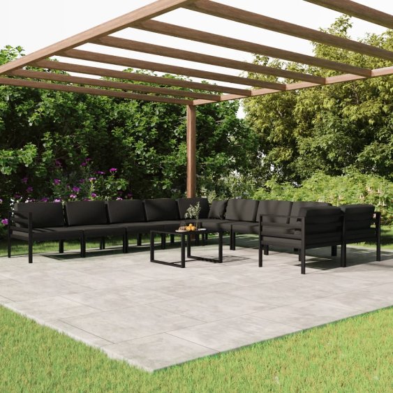 vidaXL 8-tlg. Garten-Lounge-Set mit Kissen Aluminium Anthrazit