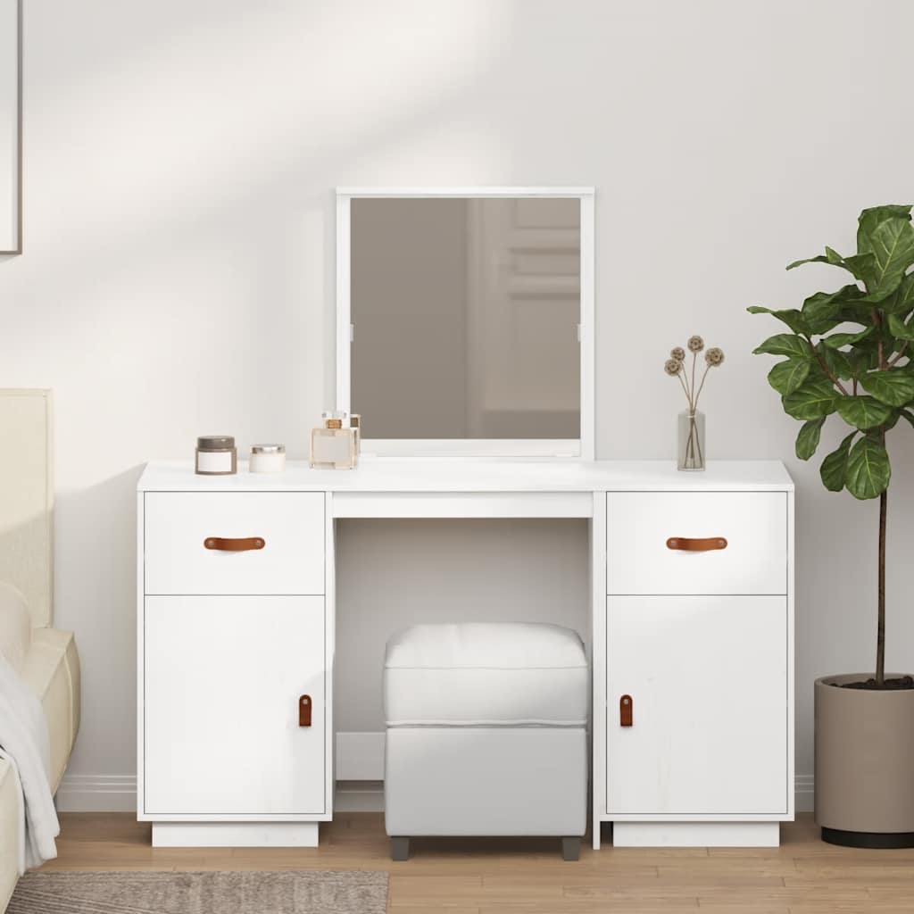 vidaXL Schminktisch mit Spiegel Massivholz Kiefer